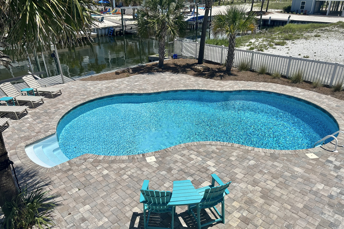 Pool view from back deck