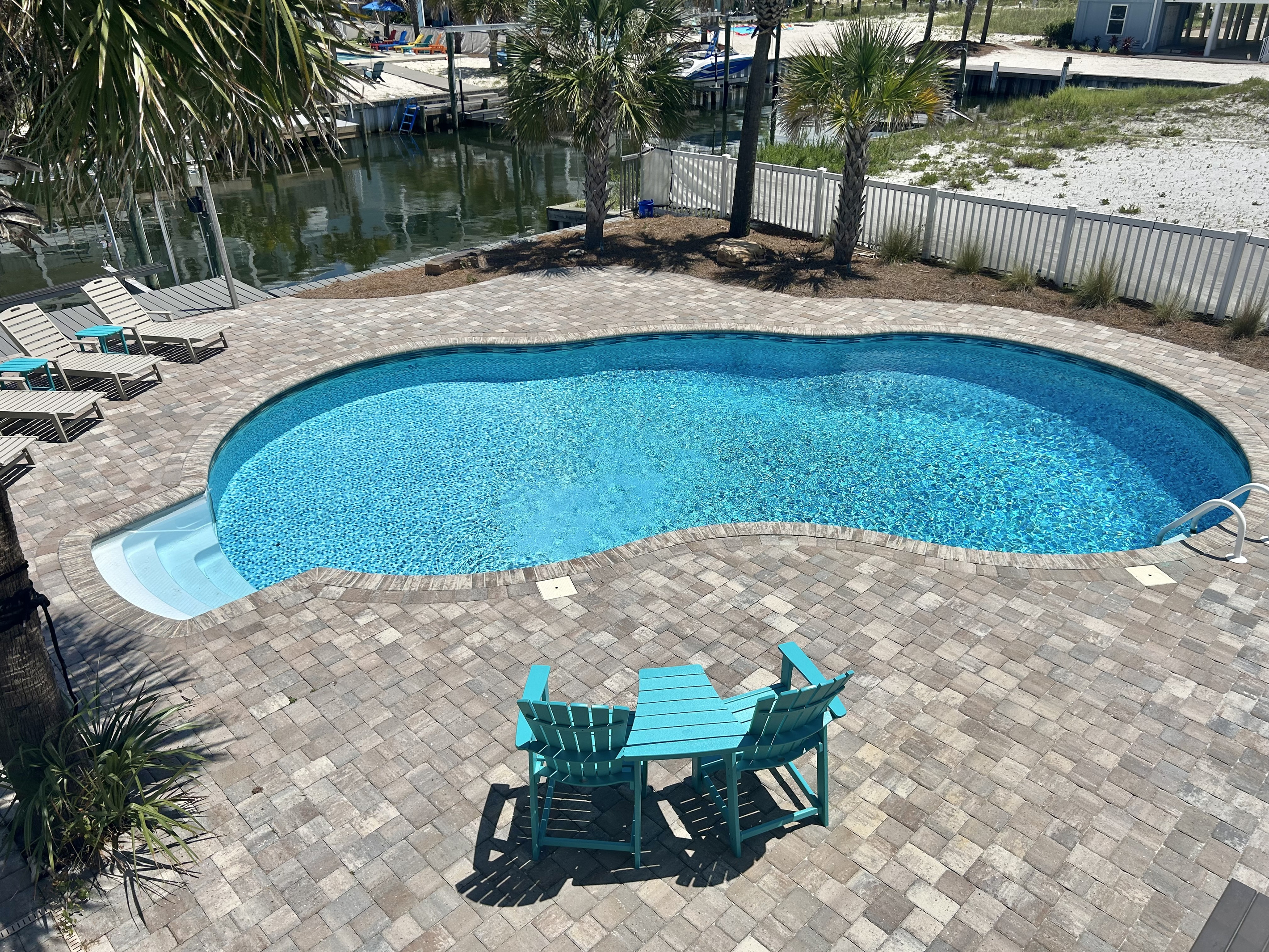 Pool view from back deck