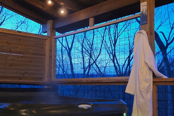 A hot tub and comfy robe on a cool evening