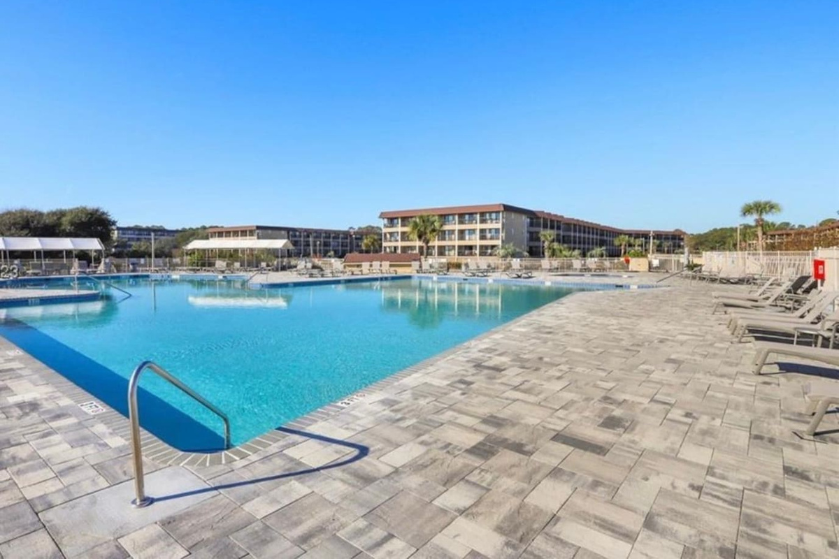 Resort pool and buildings