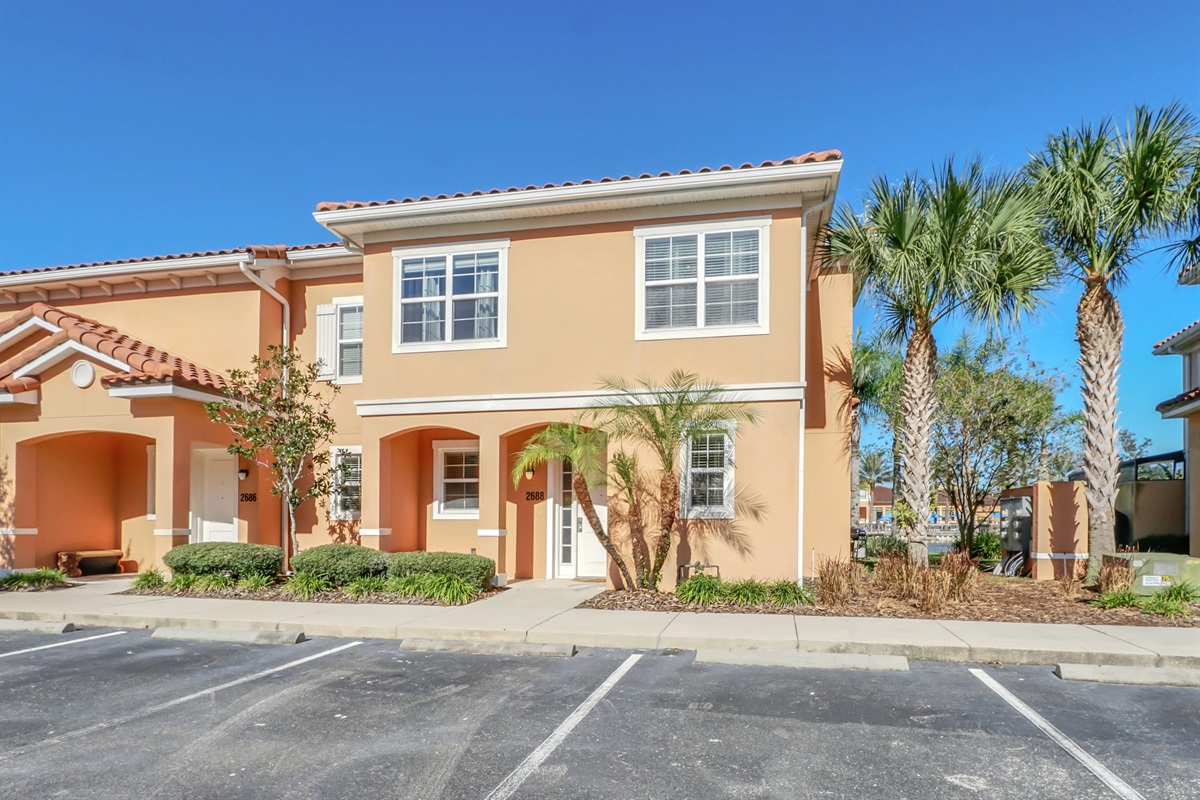 Front of townhome with free parking