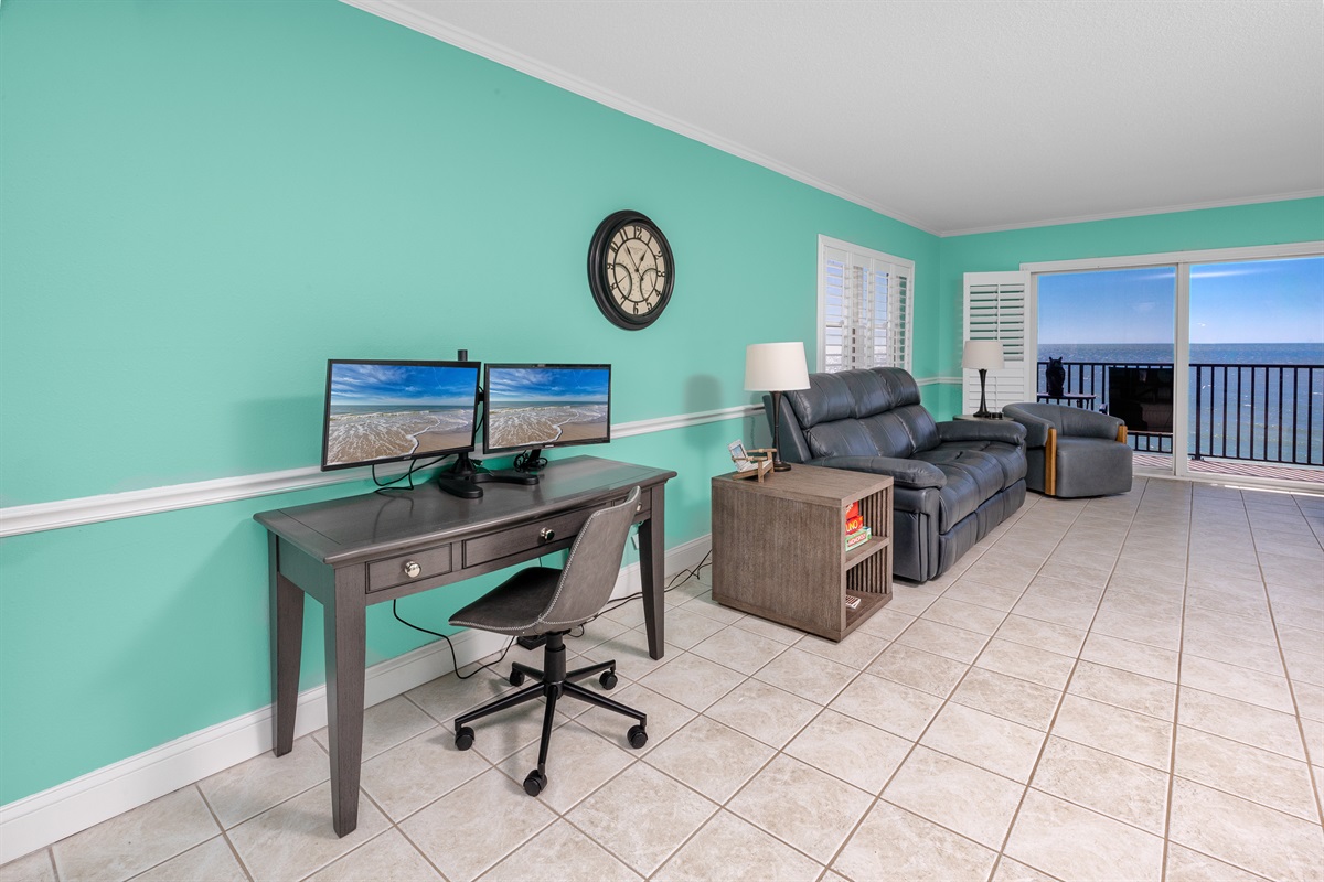 Desk and business area with monitors