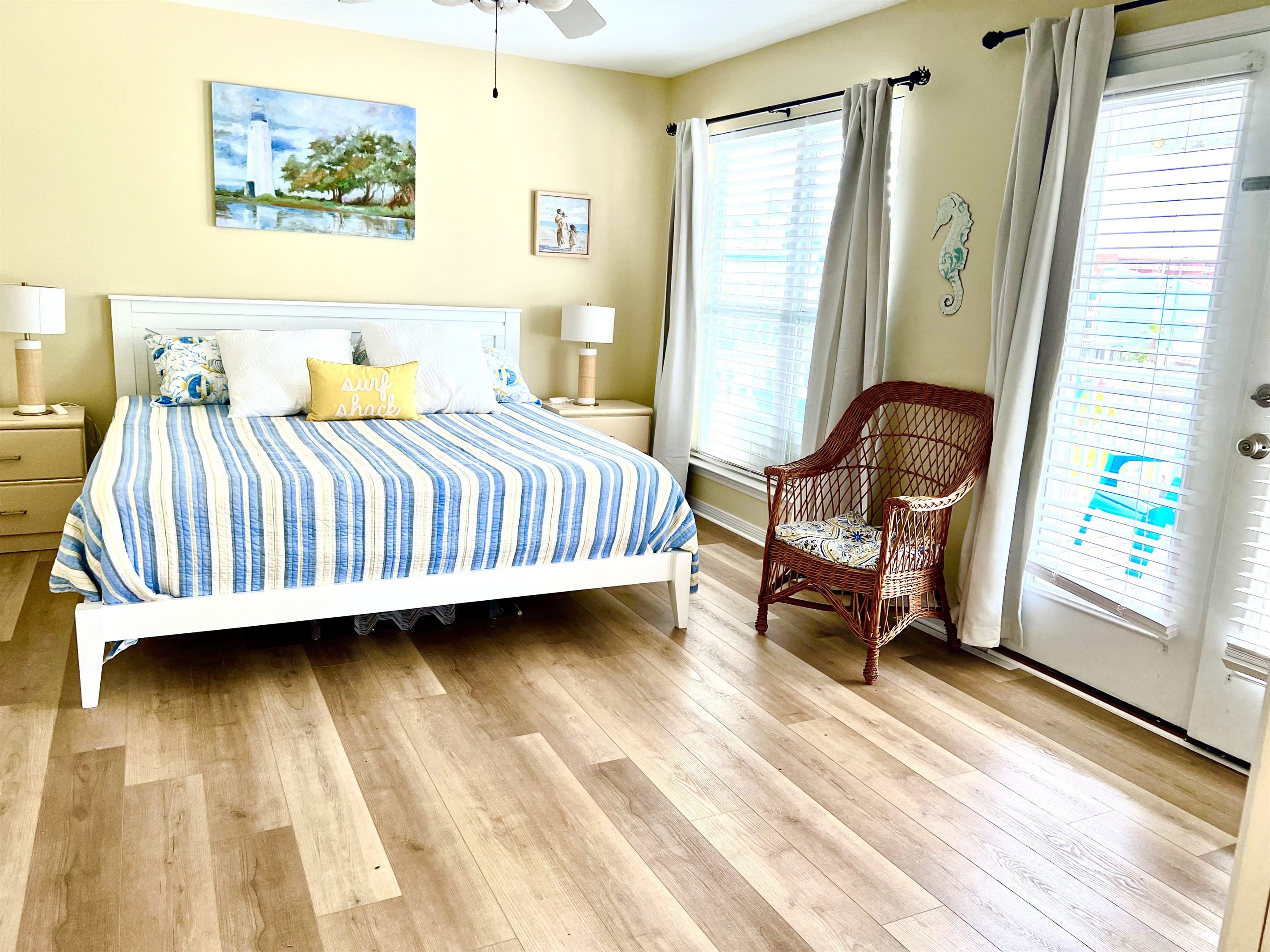 Brand new luxury king mattress in master with private deck