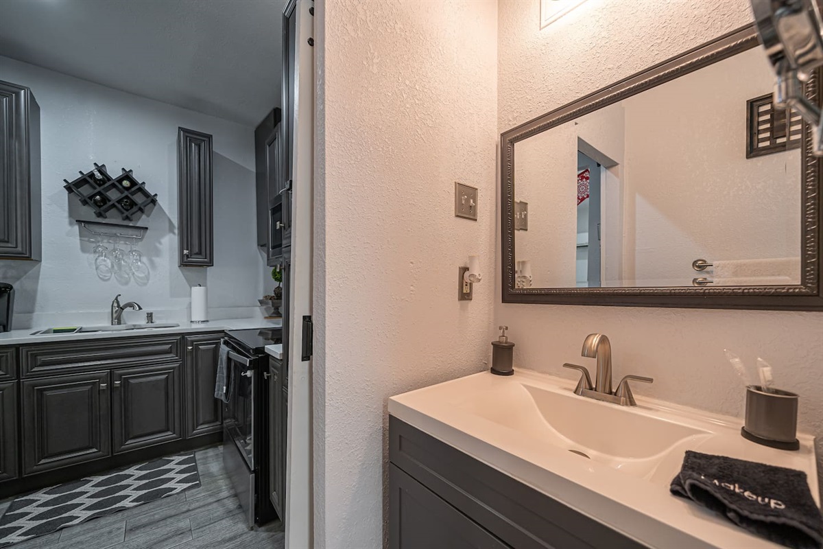 Bathroom Sink to Shower View