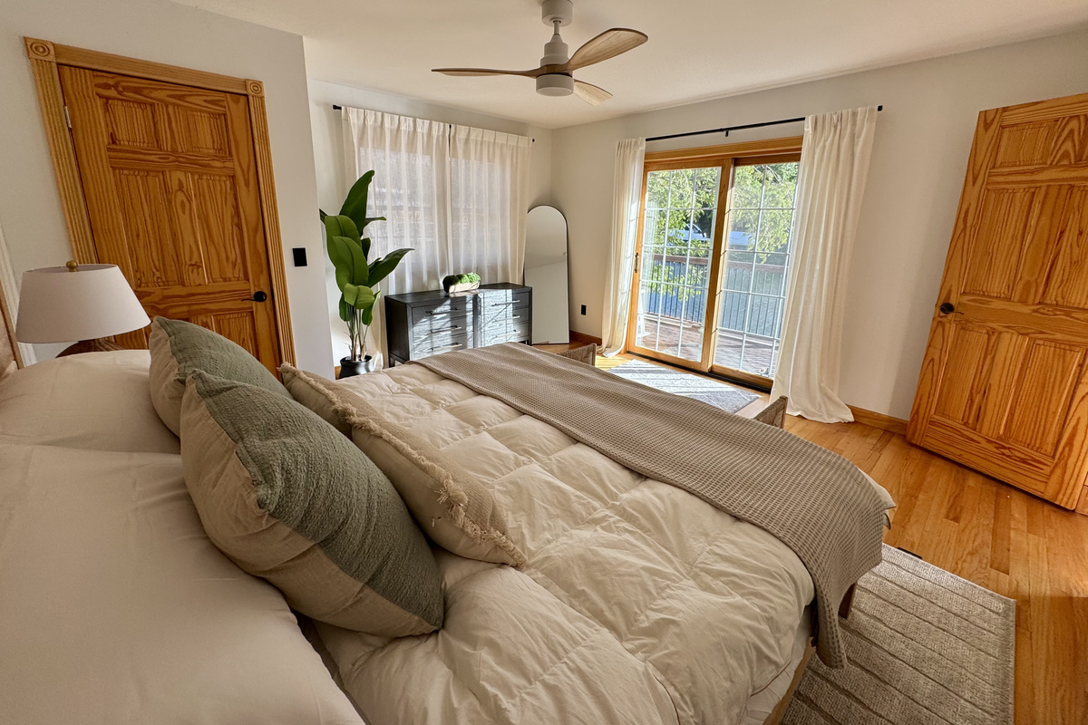 King bedroom with direct outdoor access