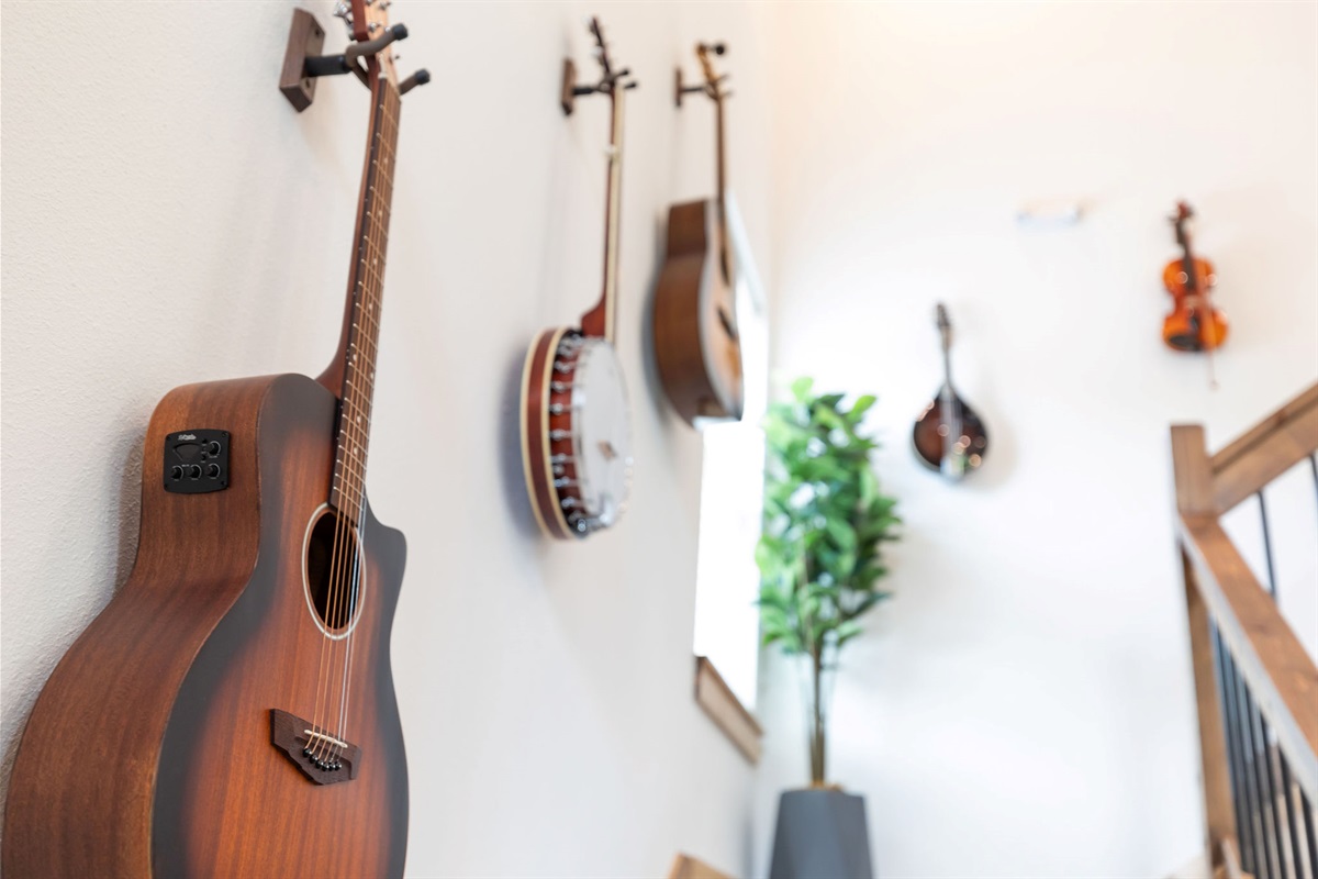 You can play any instruments hanging on the walls!