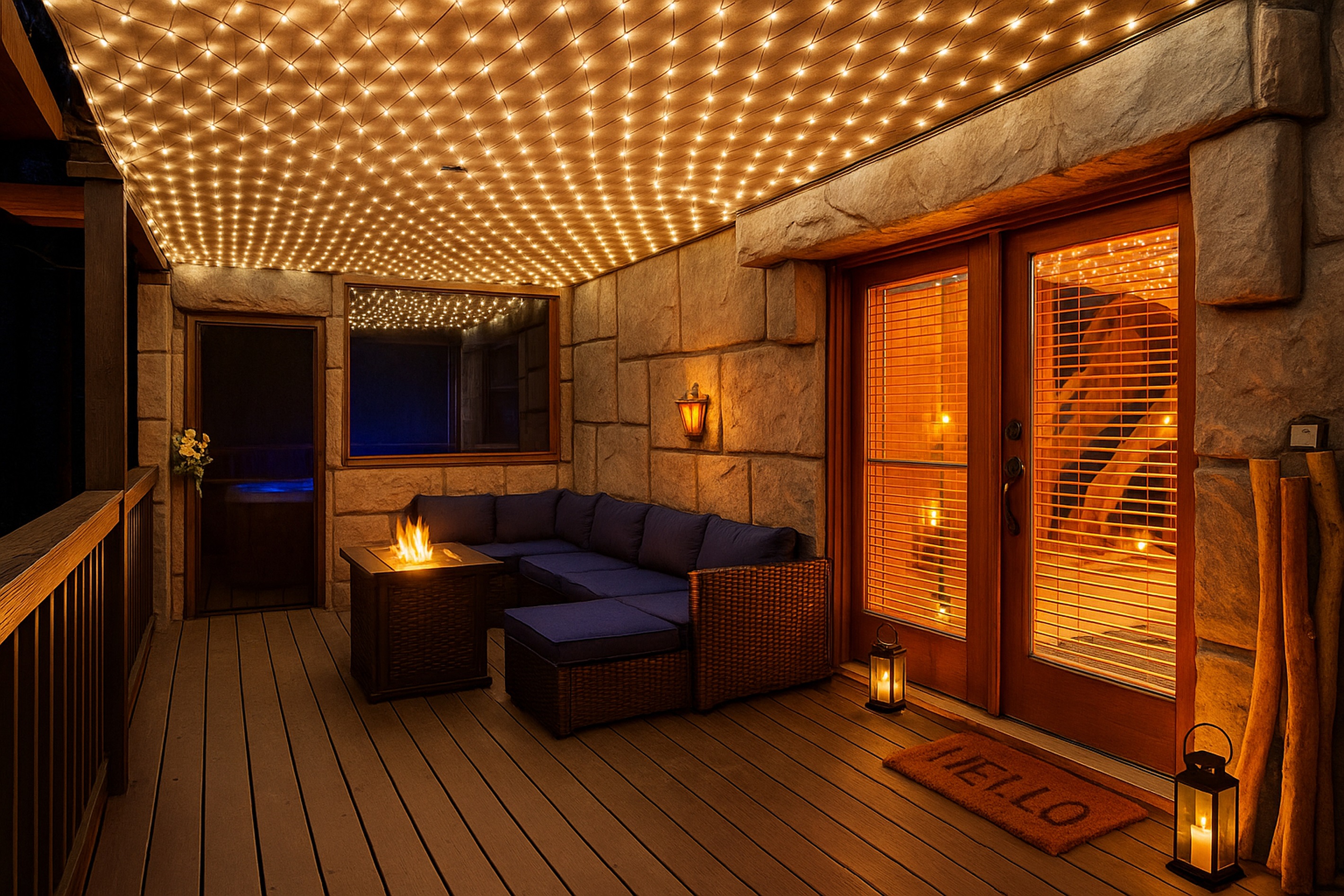 Enjoy cozy nights in the patio with comfortable seating, a small fire, your favorite drink and the best conversations. All while nestled in the woods.