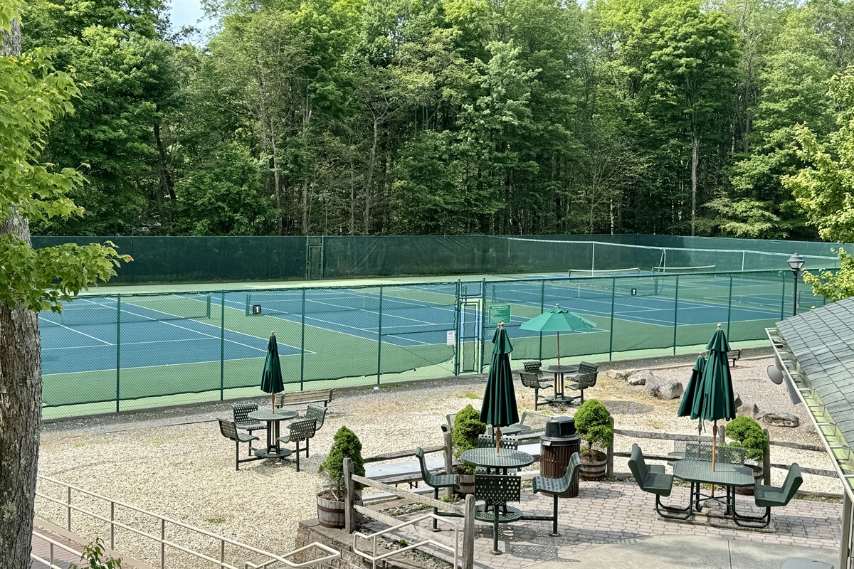 “Courts for tennis or pickleball — friendly matches await.”