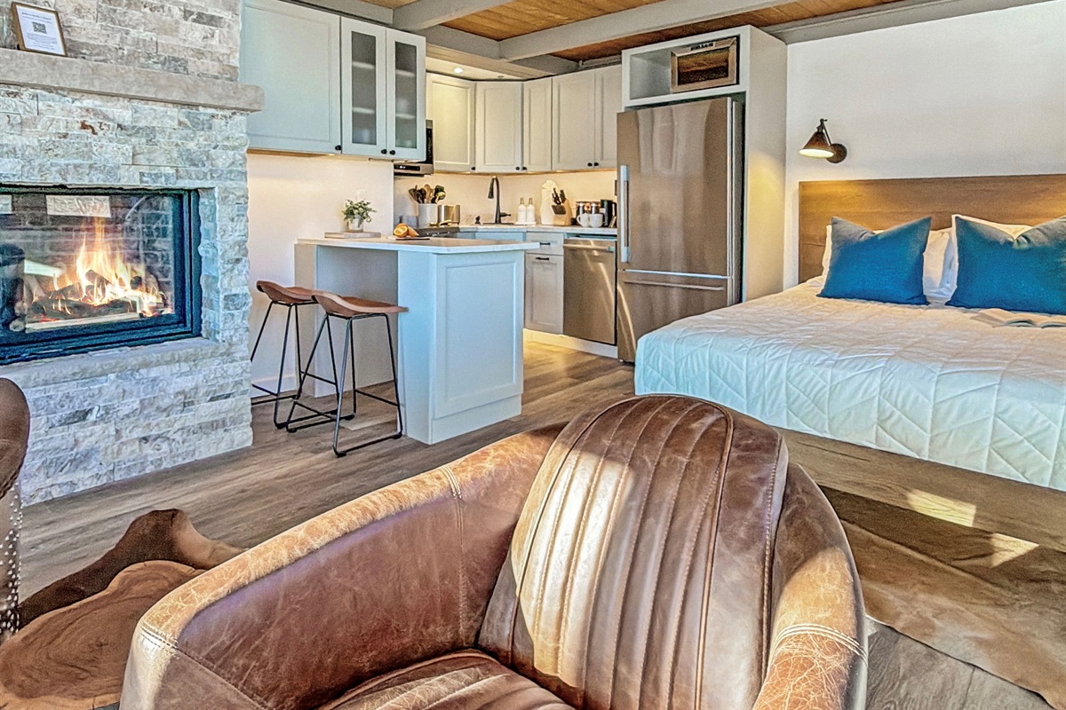 Enjoy the gas fireplace and freshly remodeled space.