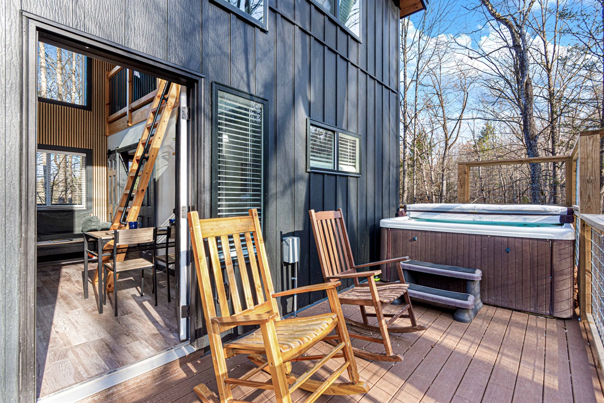 Relax on private deck in Hot Tub