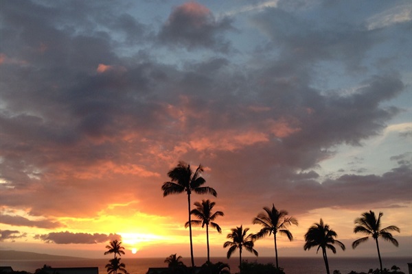 A nightly treat from your lanai at Wailea Sunset Condo at Ekolu Village 607!