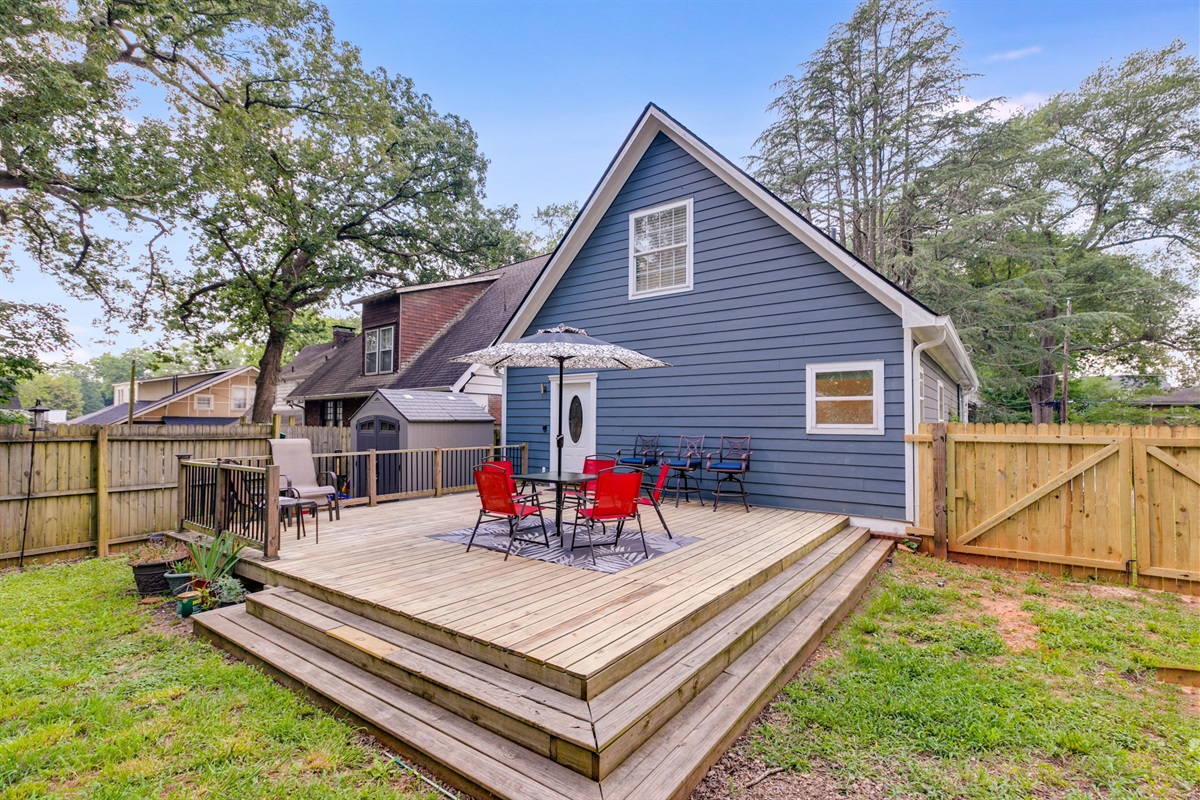 Huge outside deck to enjoy with your family and friends.