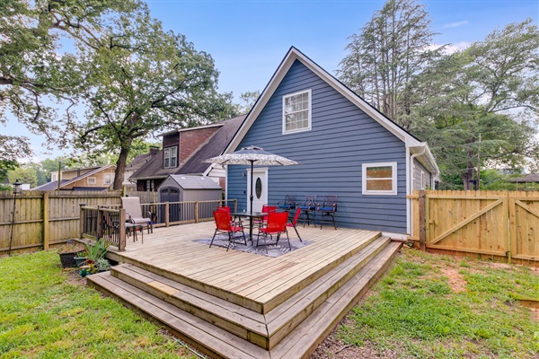 Huge outside deck to enjoy with your family and friends.