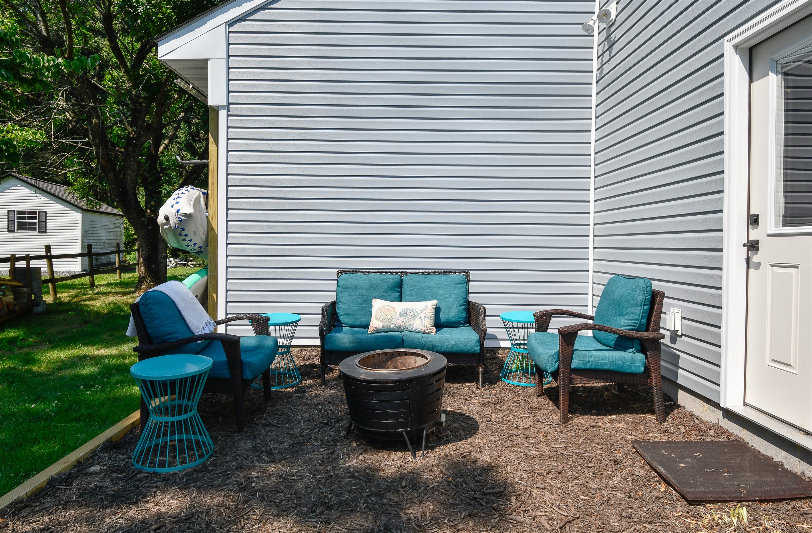 The smokeless firepit & outdoor lounge is a great place to wind down after a day in the fun.