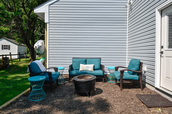 The smokeless firepit & outdoor lounge is a great place to wind down after a day in the fun.