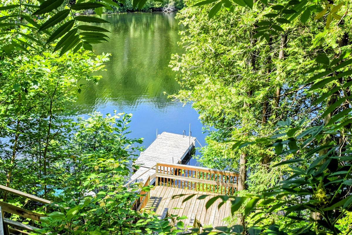 View of dock and lake from upper part of stairs