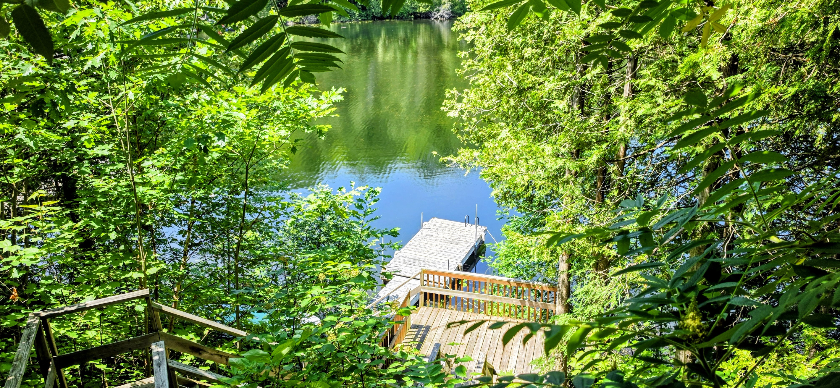 View of dock and lake from upper part of stairs