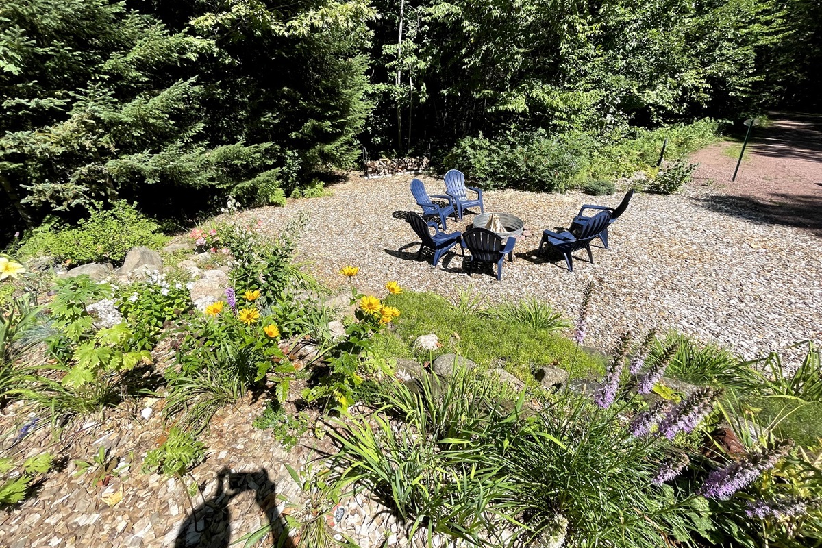 view from cottage bathroom 2nd story of firepit