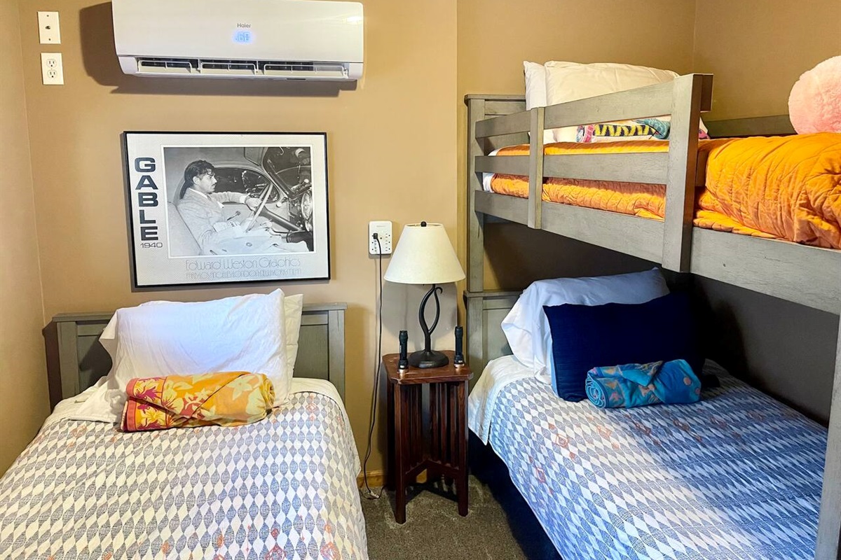 2nd Bedroom with 3 children size single twin beds, Bunk bed and single twin bed.
