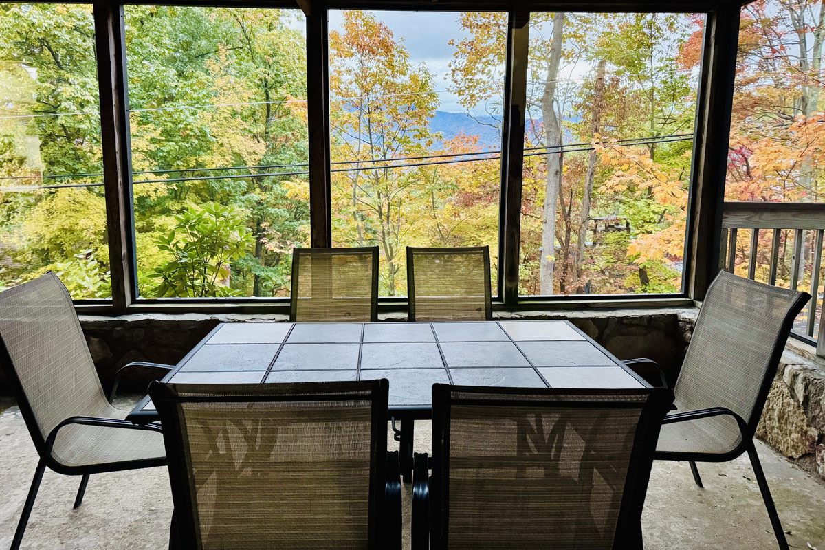 FALL SCREENED PORCH DINING VIEW