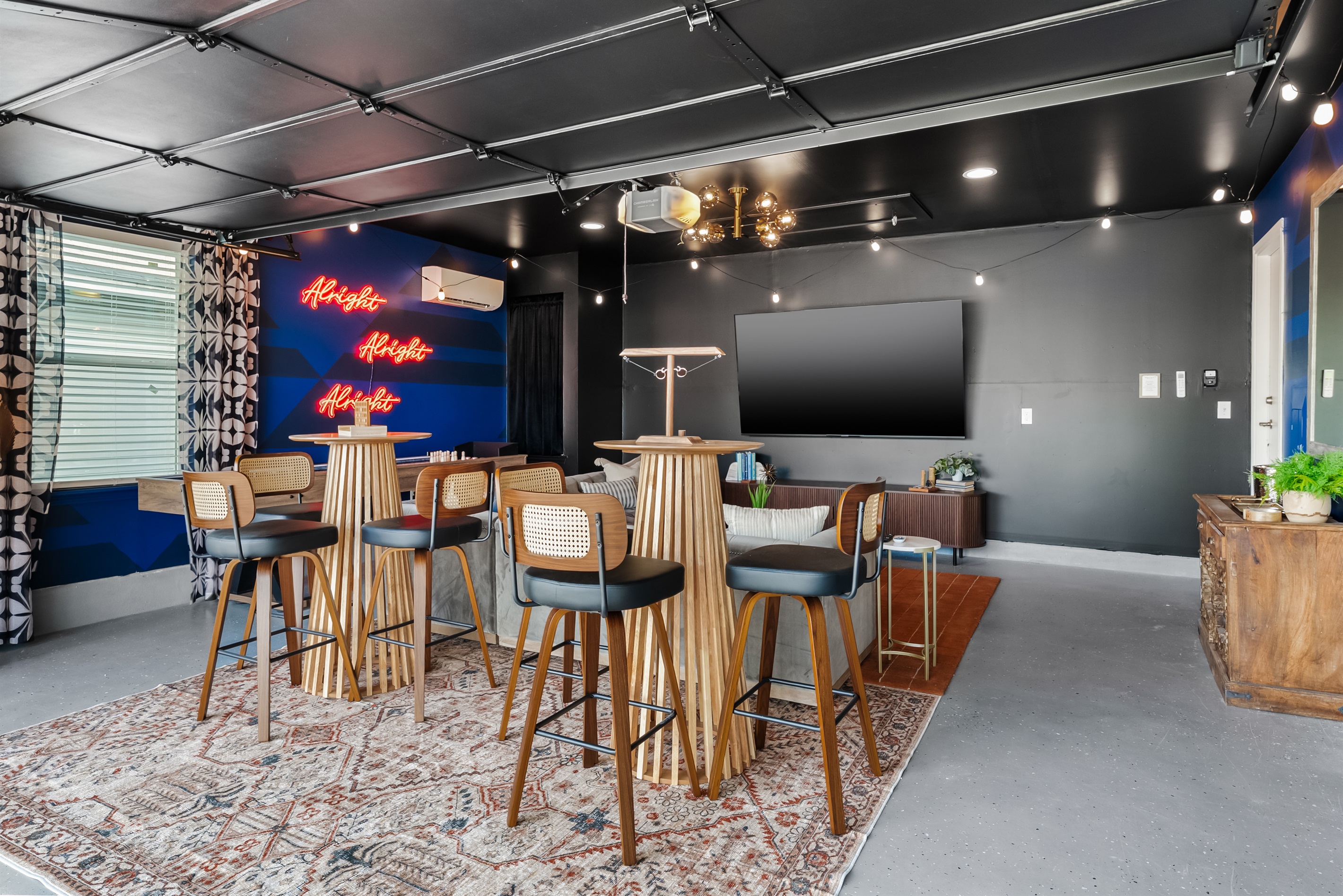 Garage game room, climate controlled