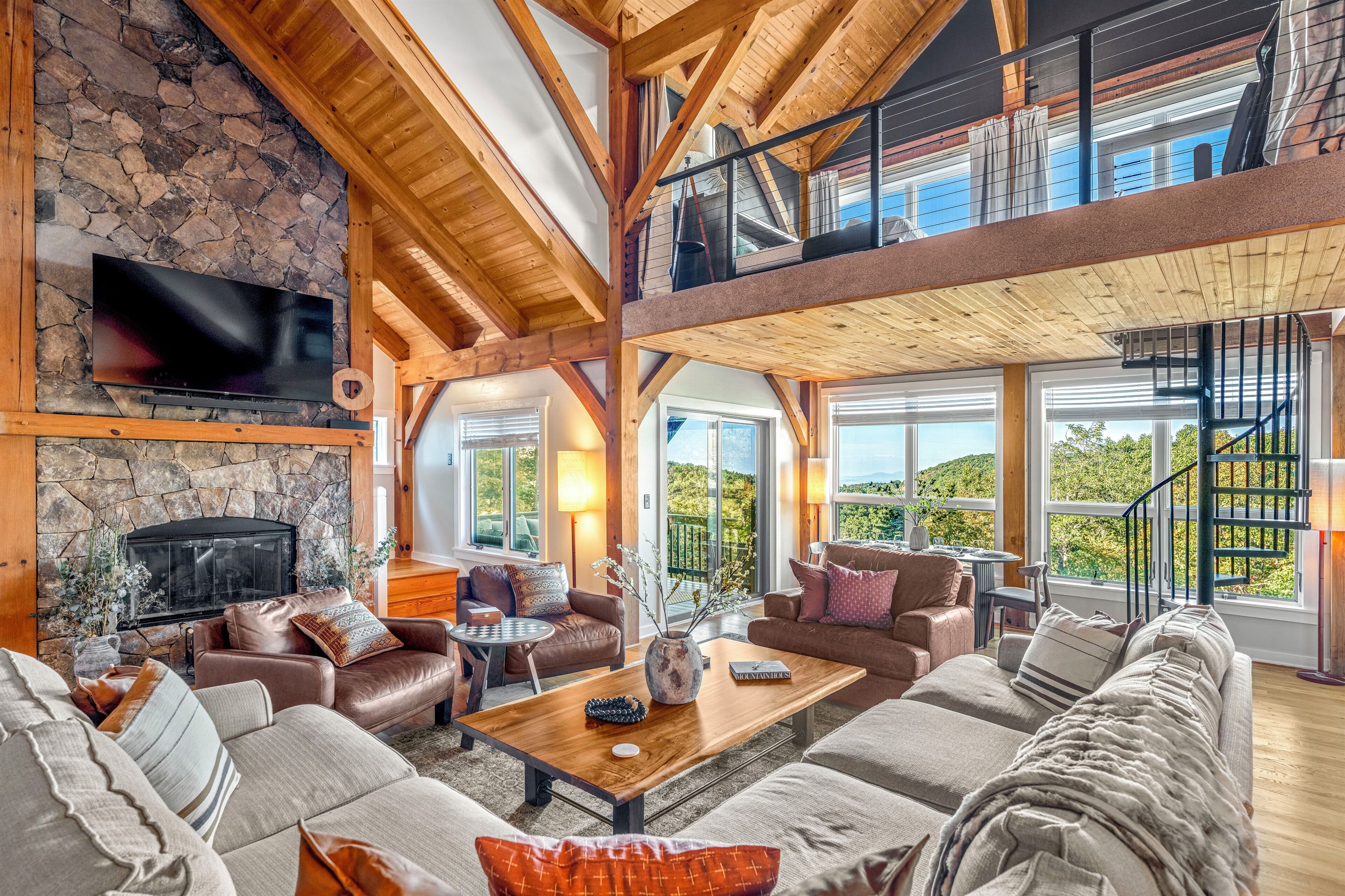 Living room with mountain views