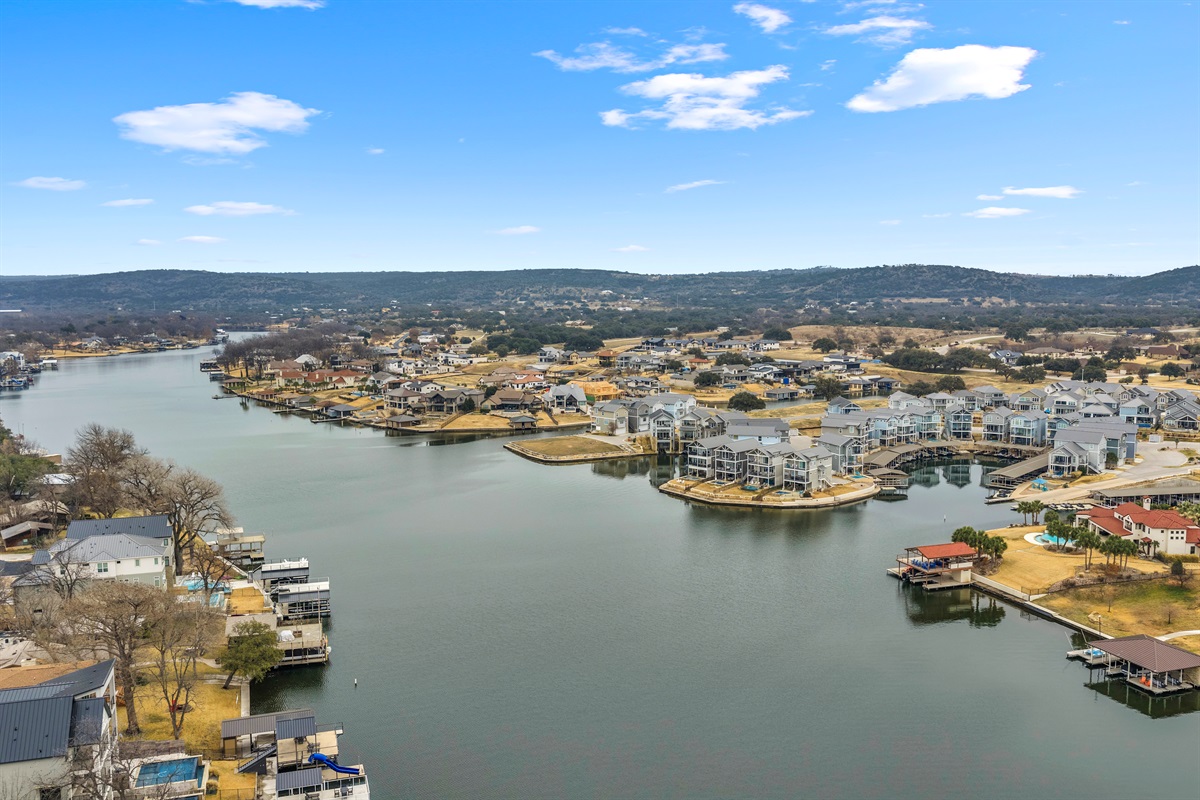 Aerial View of Lake at the House