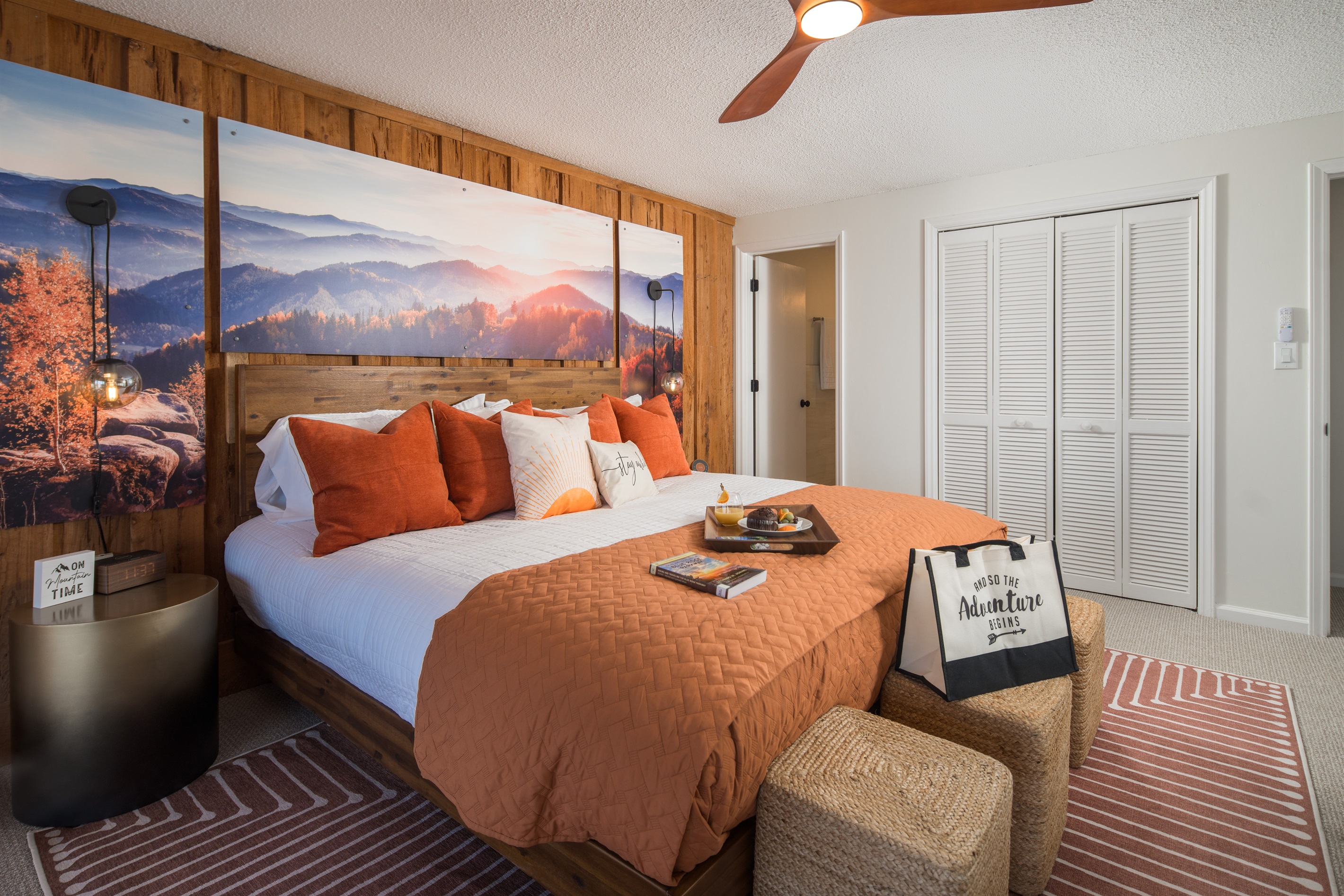 Fall leaves bedroom with an ensuite bathroom.