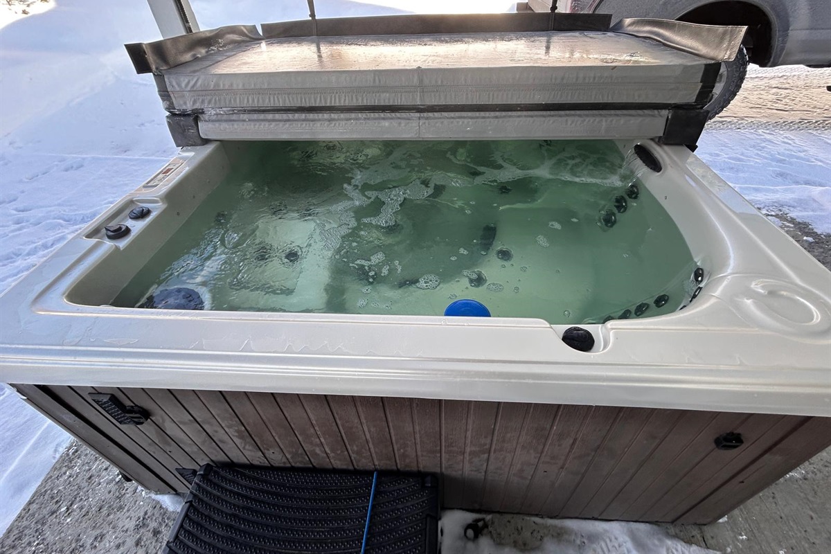 Hot Tub with covers partly off for inspection