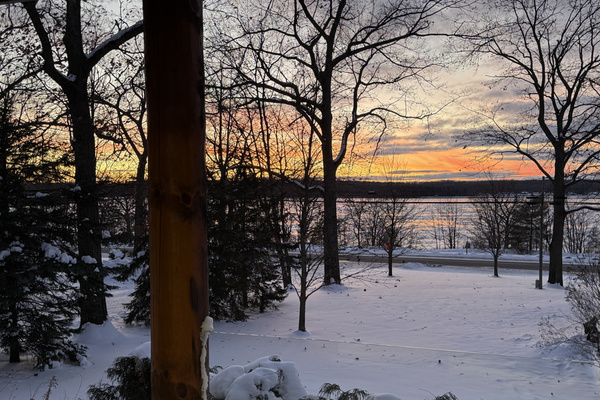 View of the lake in the winter