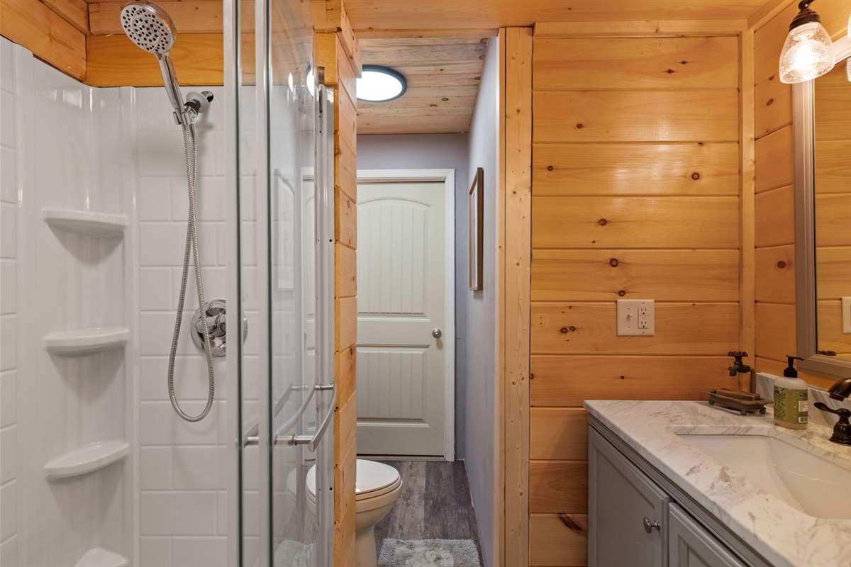 “An additional full bathroom is conveniently connected to the music lounge area.
