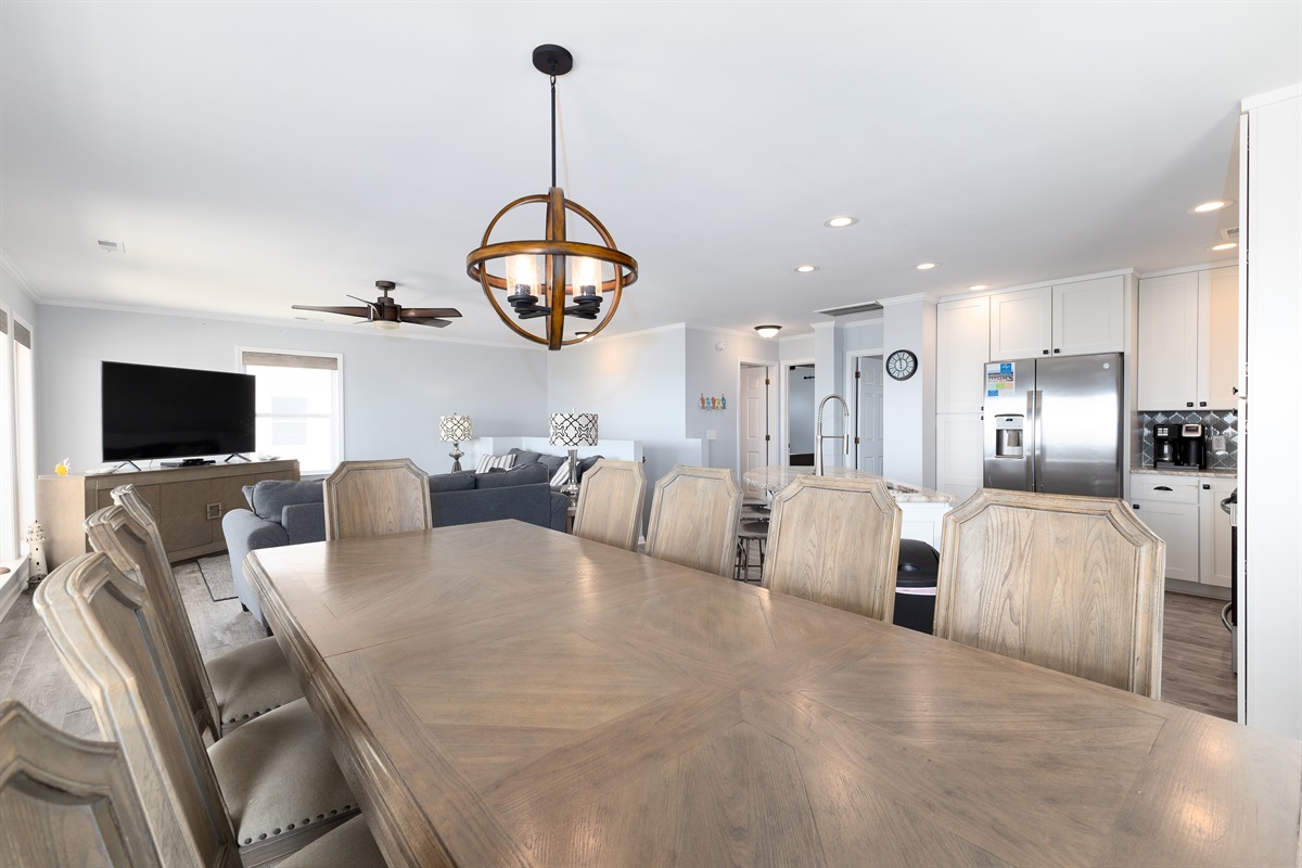 View of the large and elegant dining table