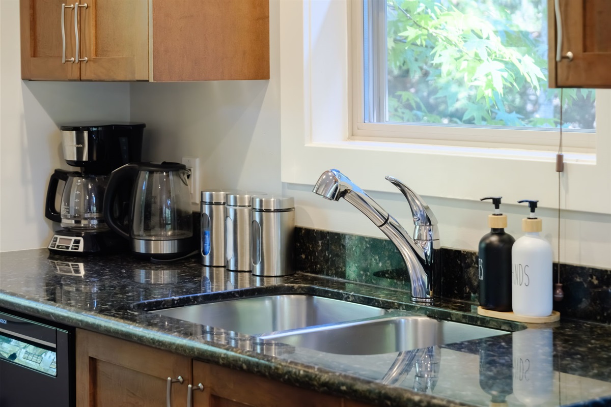 Coffee and tea station ready for you