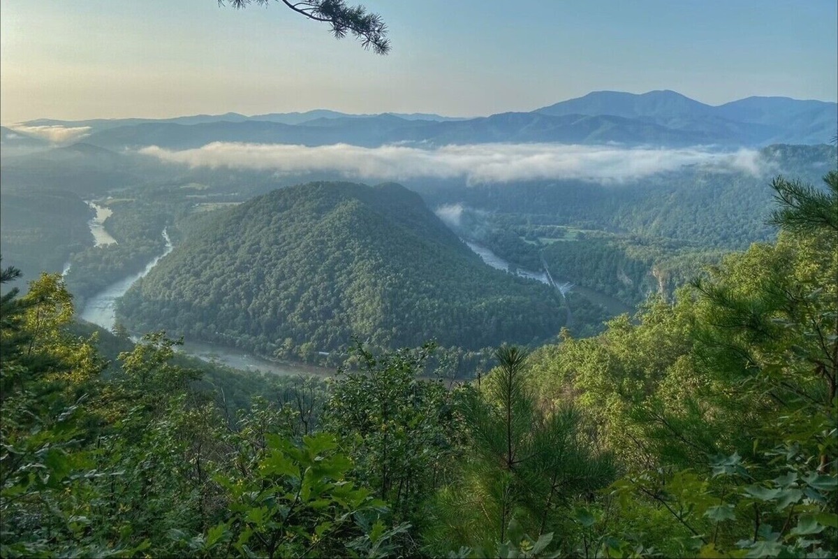 Weavers Bend on the French Broad, a close but vigorous hike from the house