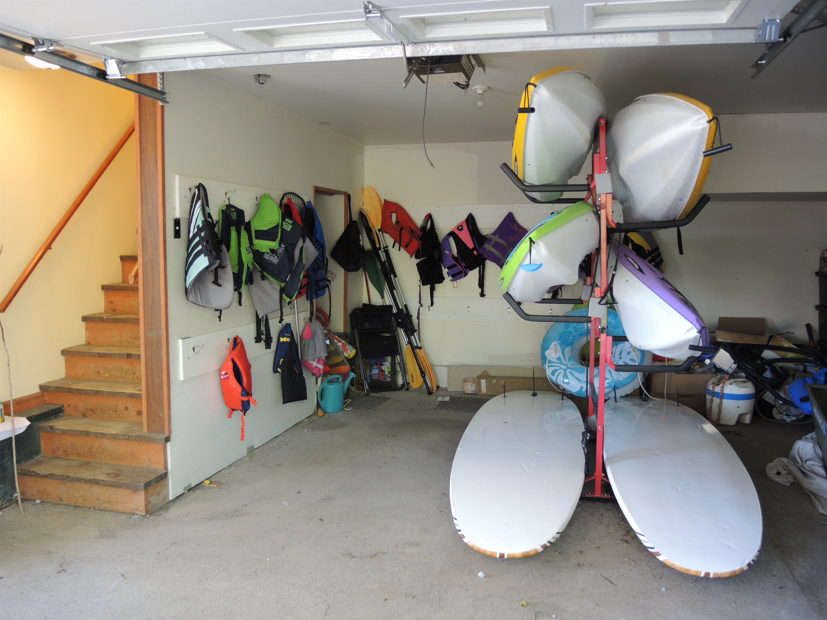 Kayak storage in garage.