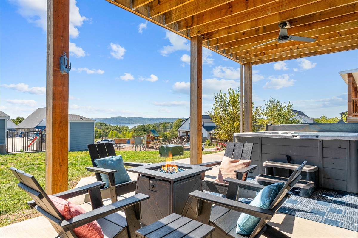 Relax around the firepit IN the hot tub after a long day!