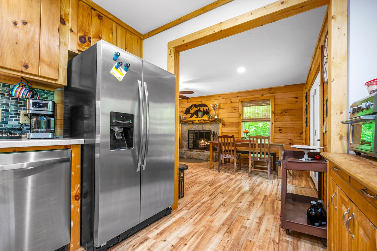 Kitchen area of the cabin - fully stocked