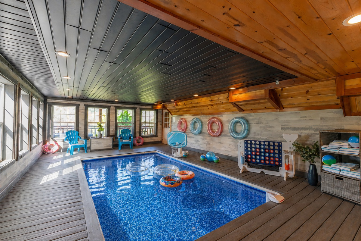 We can't wait to welcome you home at The Only TennISee Mountain Retreat. One of a kind cabin with an indoor pool for the perfect Smoky Mountain escape!