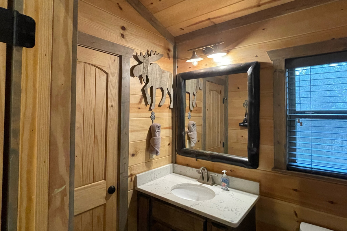 Alaskan Moose themed master bath number 2 / upstairs