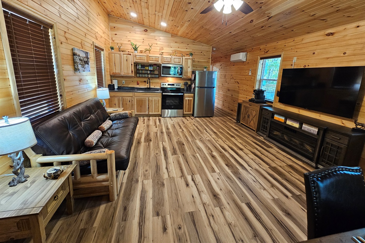 Snuggle on the futon, cook up something delicious, or enjoy a movie night — this space is made for together time