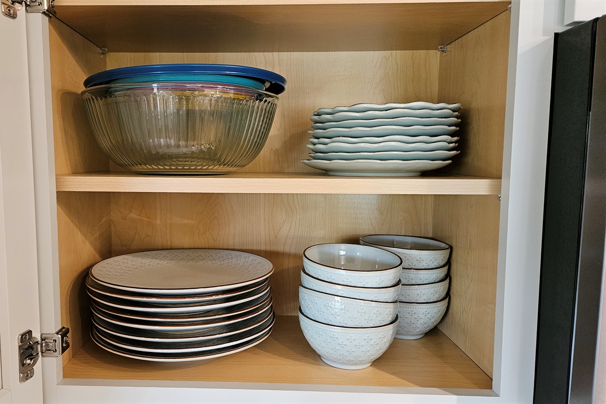 Fully stocked kitchen.