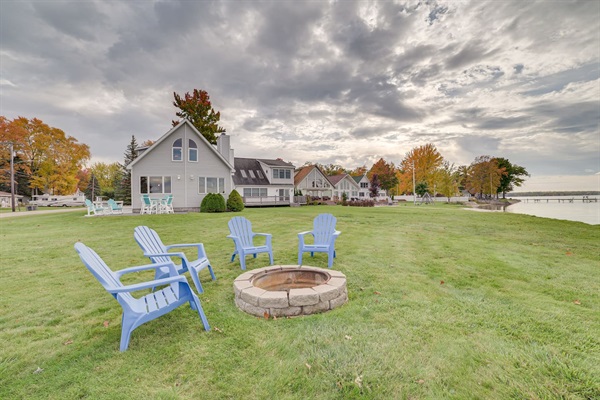Firepit and large front yard