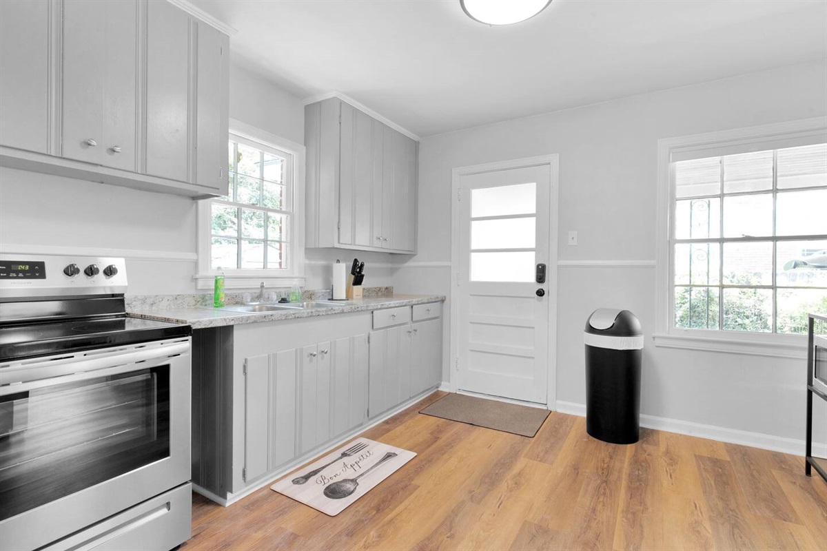 Our home has updated appliances throughout the kitchen.