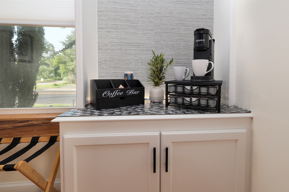 Coffee station with Keurig machine