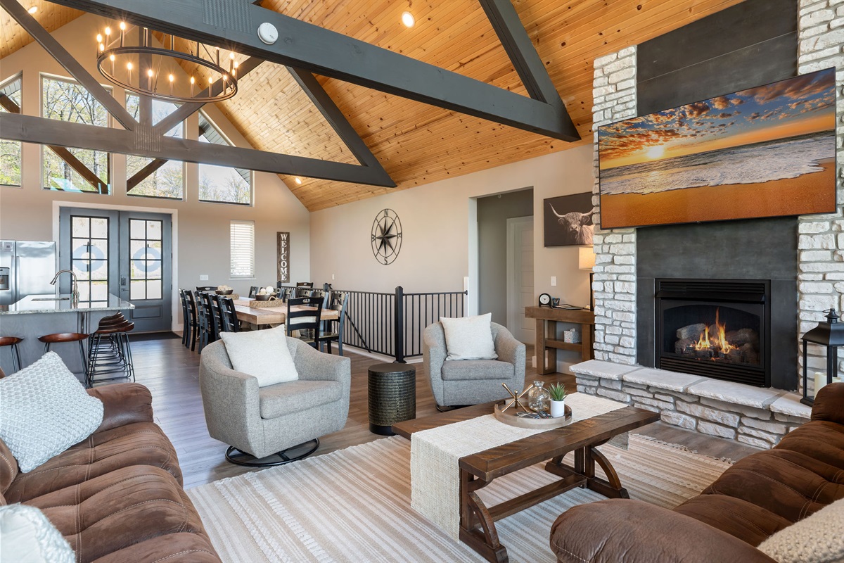 Cozy up around the electric fireplace
