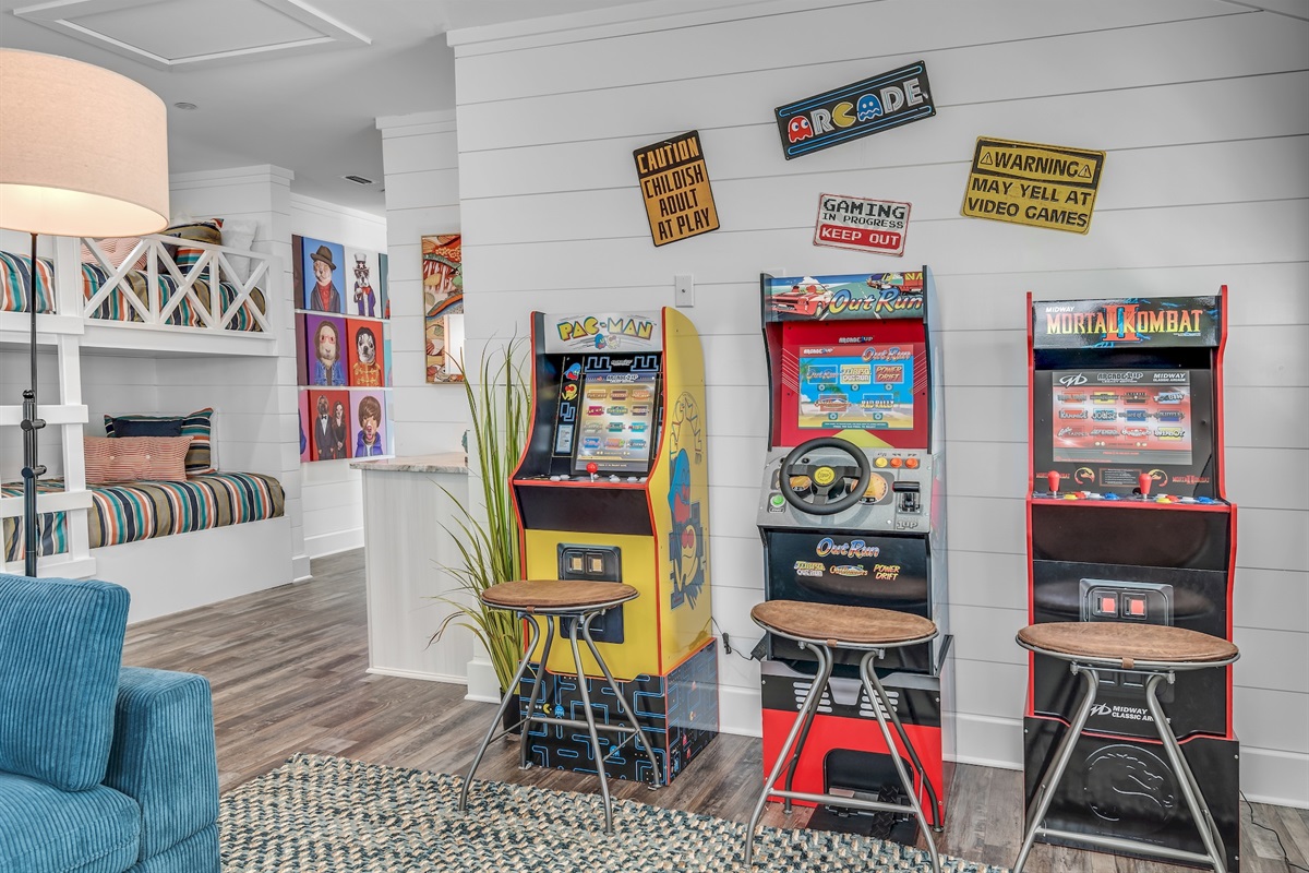 Pac-man, OutRun, and Mortal Kombat! (third floor)