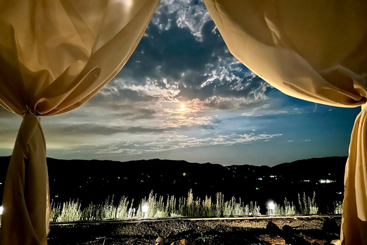 Night view of sky and mountains from cabana