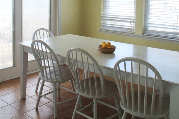 Dining area. Seats 8 comfortably. Three bar/counter high seats also available (not pictured).