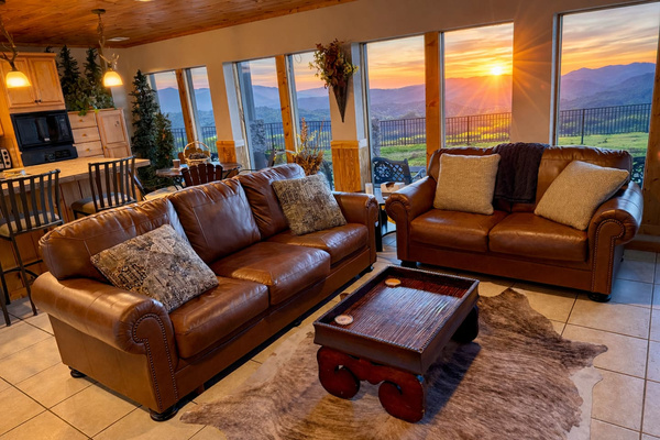 Lower-Level Living Area at Tanasi Lodge: 1 queen sofa bed