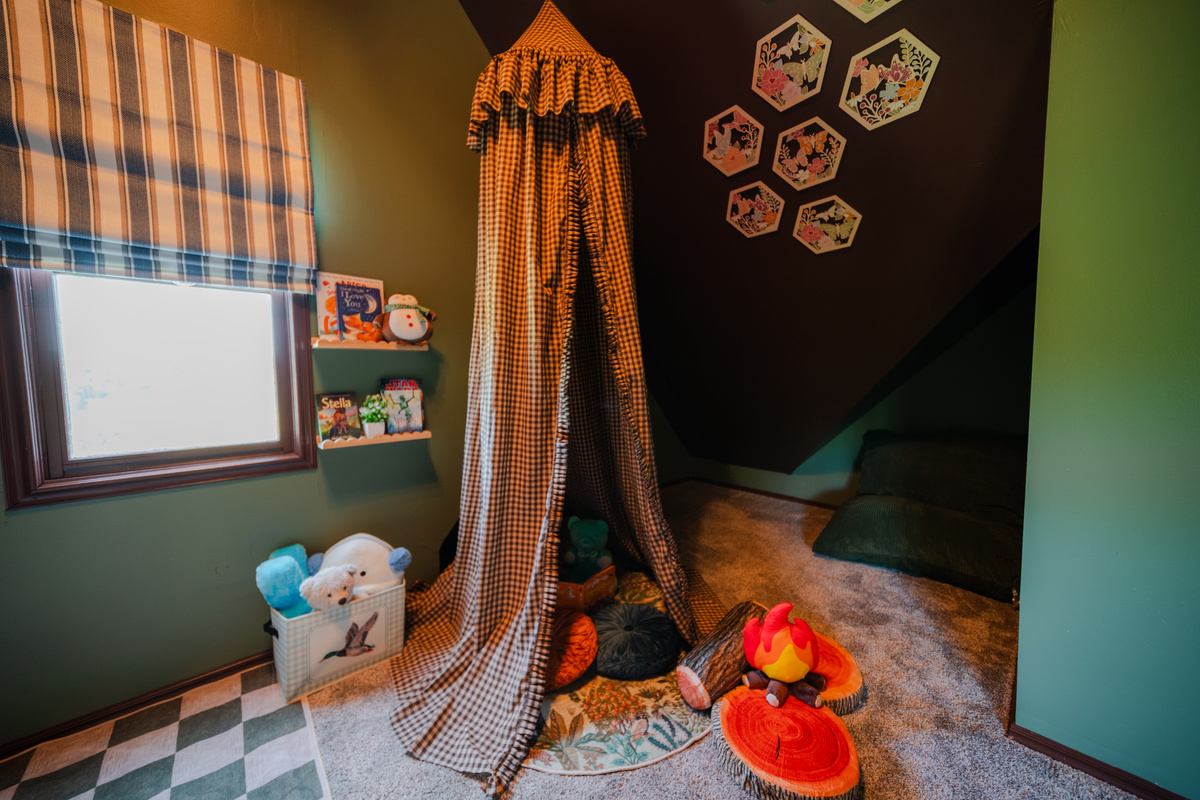A whimsical canopy reading nook designed for story time and imagination.